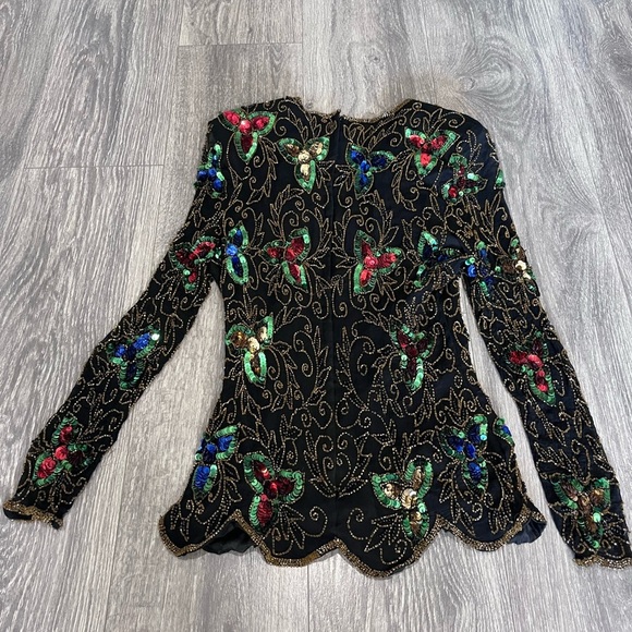 Stenay Tops - Fairycore Beaded Top | Vintage STENAY | 1980s Silk Sequin Blouse